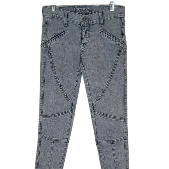Carmar Faded Gray Moto-Style Ankle Zip Skinny Jeans Size 28 - Picture 1 of 10